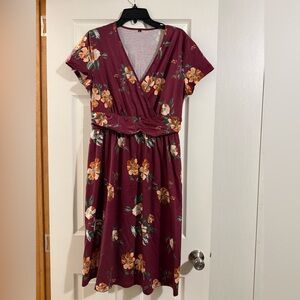 Floral Dress in Burgundy